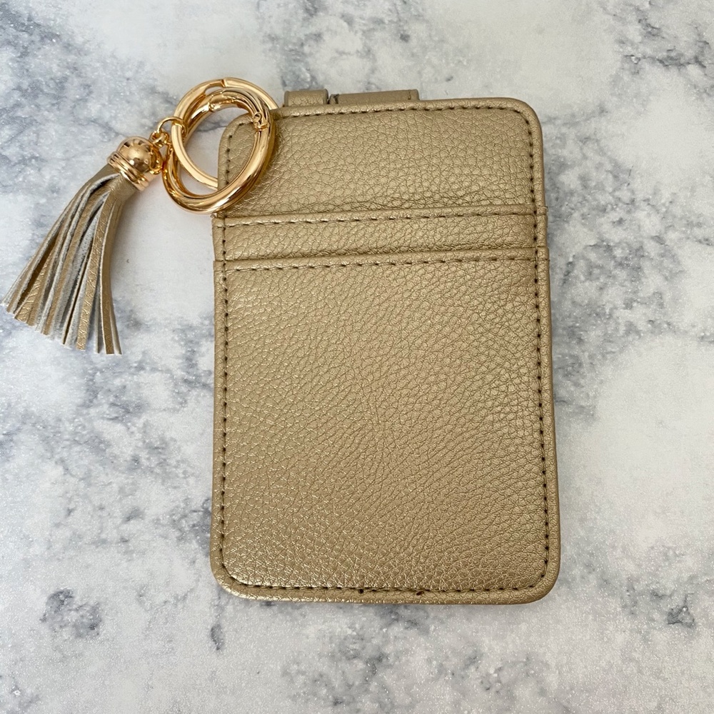 Faux Leather Credit Card Clutch  Champagne NEW - Picture 2 of 4